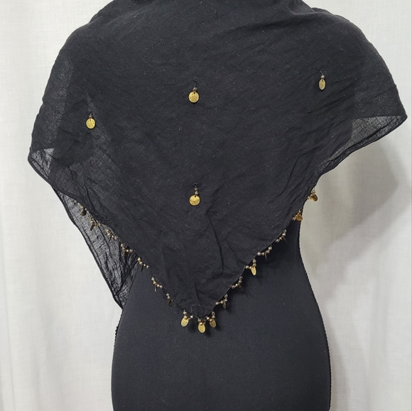 Black Shawl With Gold Decorations - Picture 3 of 3